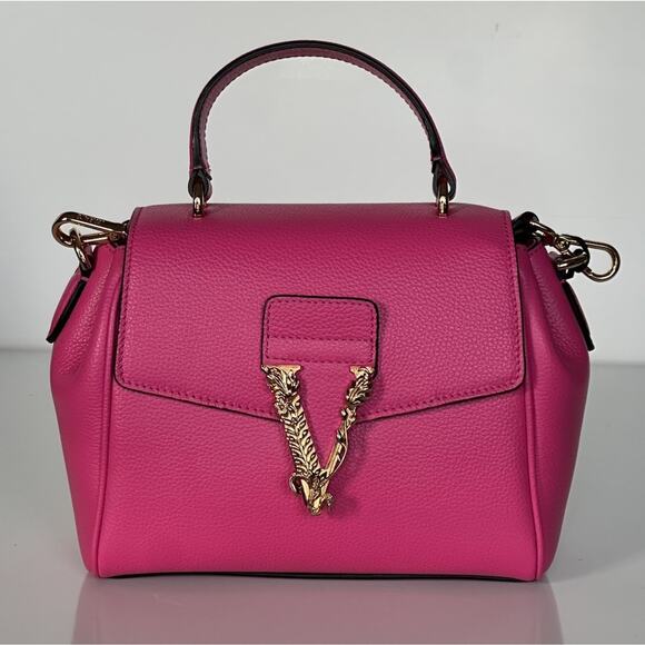 Versace Handbags - Versace Virtus Grainy Calf Small Pink Top Handle Bag 1015556 IT NWT $2100